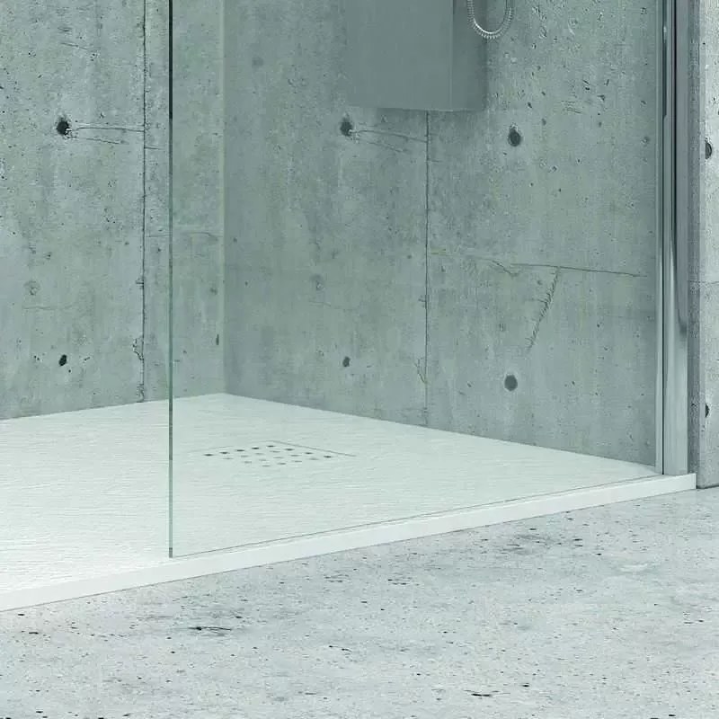 Kamalu - Piatto doccia in pietra 120x90 cm riducibile colore bianco
