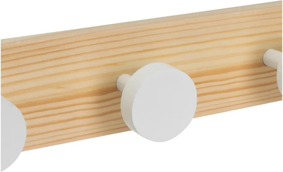 Attaccapanni da parete bianco/di colore naturale in pino massiccio 40 cm Anillos – Casa Selección