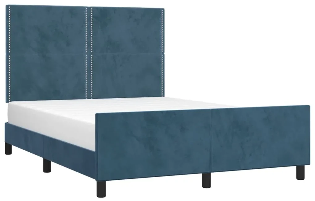 Giroletto con testiera blu scuro 140x190 cm in velluto