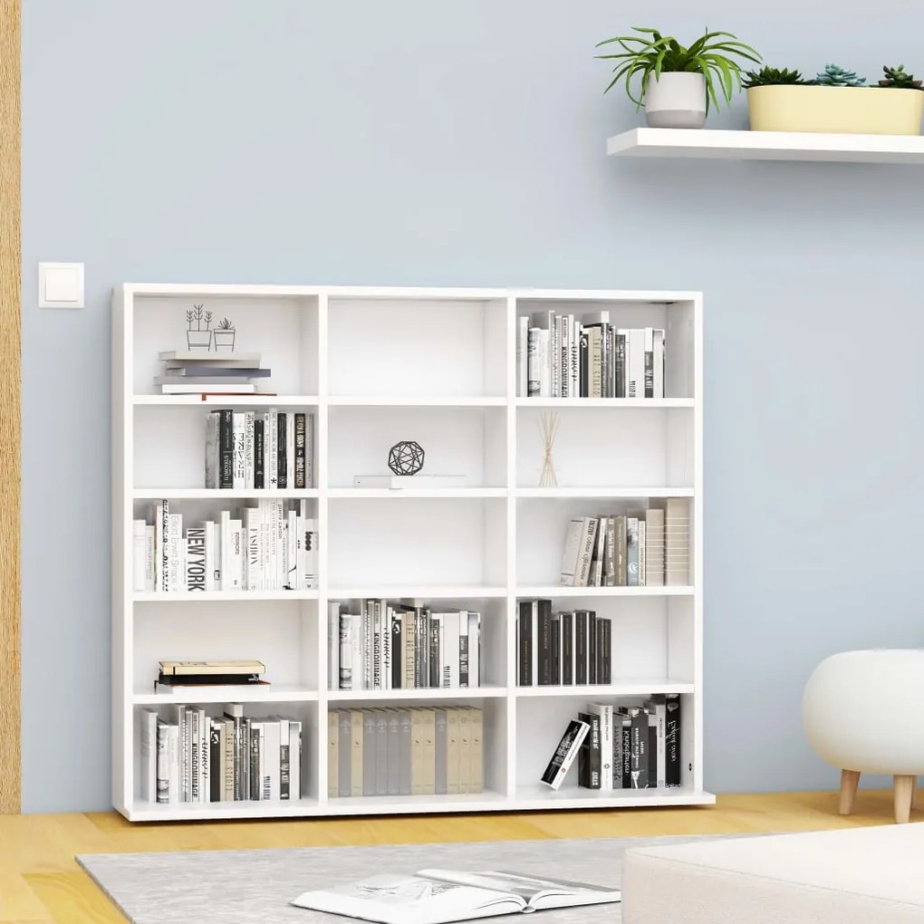 Armadietto Porta Cd Bianco 102x23x89,5 Cm İn Legno Multistrato /