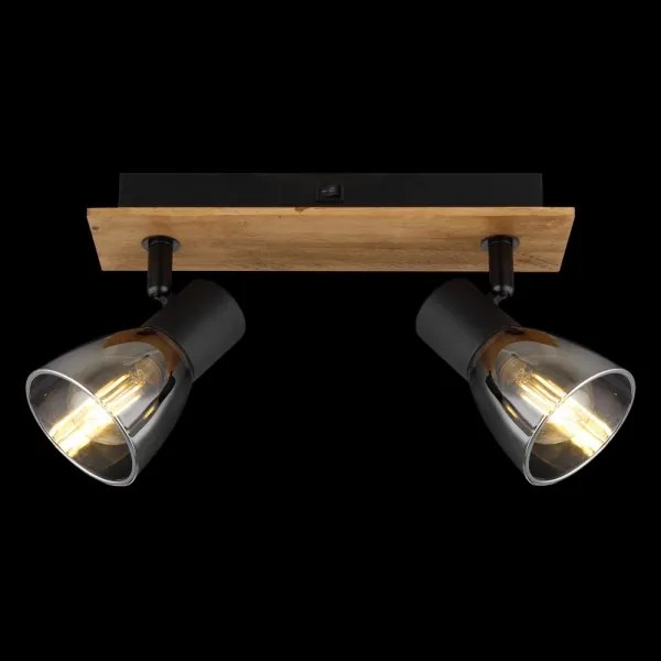 Globo 54307-2W - Faretto da parete CLAUDE 2xE14/40W/230V nero/legno