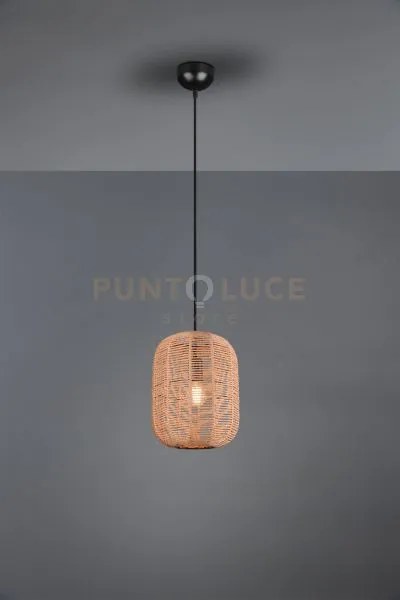 Runa sospensione metallo nero e corda d.25cm 1 luce attacco e27