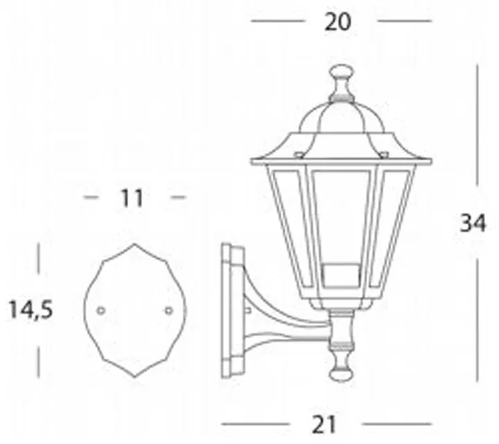 Applique Piccola In Alto Da Esterno Kayakalluminio E Vetro Nero 1 Luce E27