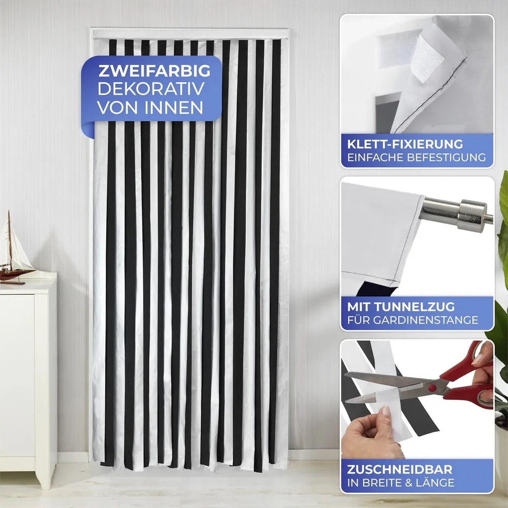 Tenda termica per porte in nero-argento 90x200 cm - Maximex