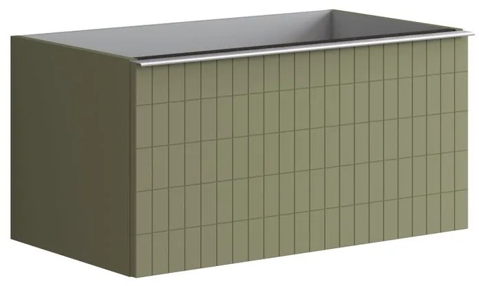 Mobile da bagno sotto lavabo Pixel grid frontale verde salvia e maniglia alluminio brillante laccato opaco L 80 x H 40 x P 45.5 cm 1 cassetto, lavabo non incluso