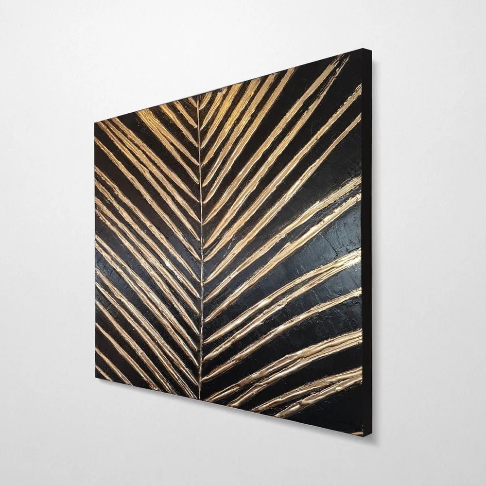 Quadro dipinto a mano 70x70 cm Palm Leaf - Wallity