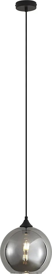 Lampada a sospensione Art Déco nera con vetro fumé - Wallace