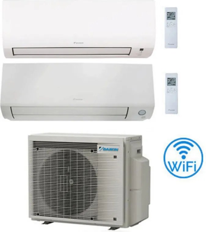 Daikin - Climatizzatore garanzia italia Comfora wifi incluso + Perfera All Seasons Wifi Dual Split Inverter 7000 + 9000 btu con u.e. 2MXM40A9 Classe