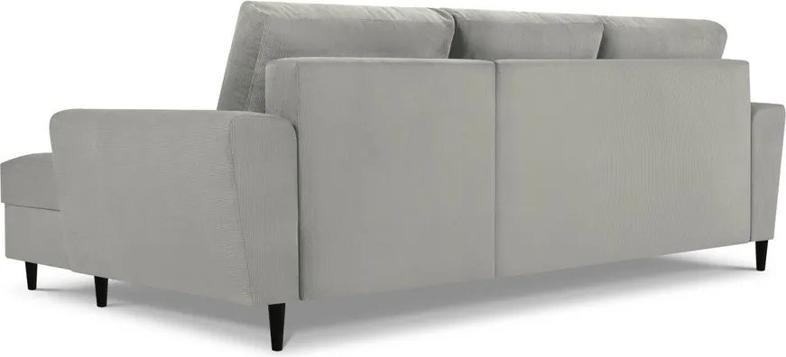 Divano angolare grigio chiaro allungabile e con contenitore (con penisola a destra/con chaise lounge) con rivestimento in velluto a coste Kyoto – Cosmopolitan Design