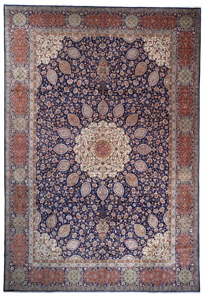 Tabriz Tappeto persiano 510x350 Blu (Iran) Annodato A Mano
