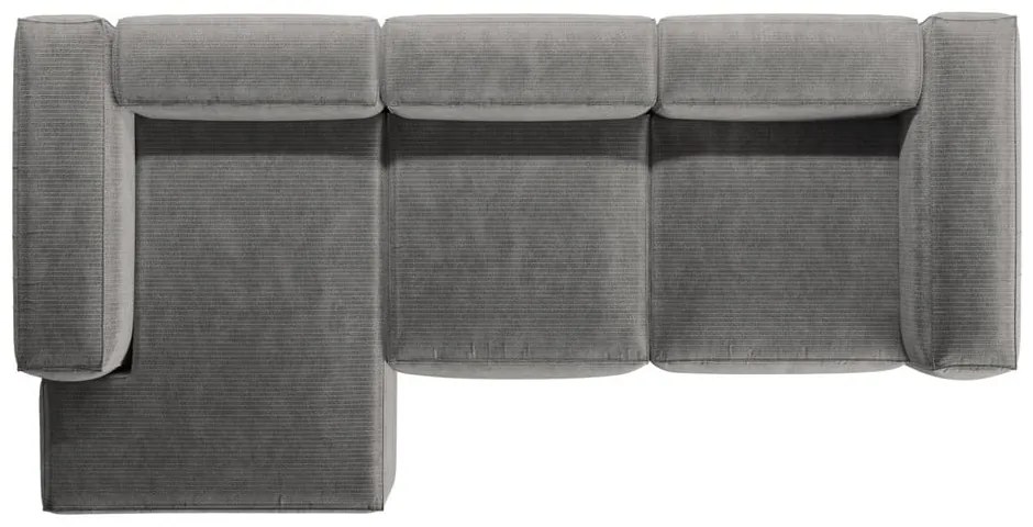 Divano angolare grigio chiaro (con penisola a sinistra/con chaise lounge) con rivestimento in velluto a coste Bergamo – Cosmopolitan Design