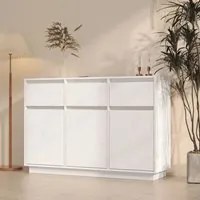 Credenza Bianca 110x34x75 cm in Legno Massello di Pino 813815