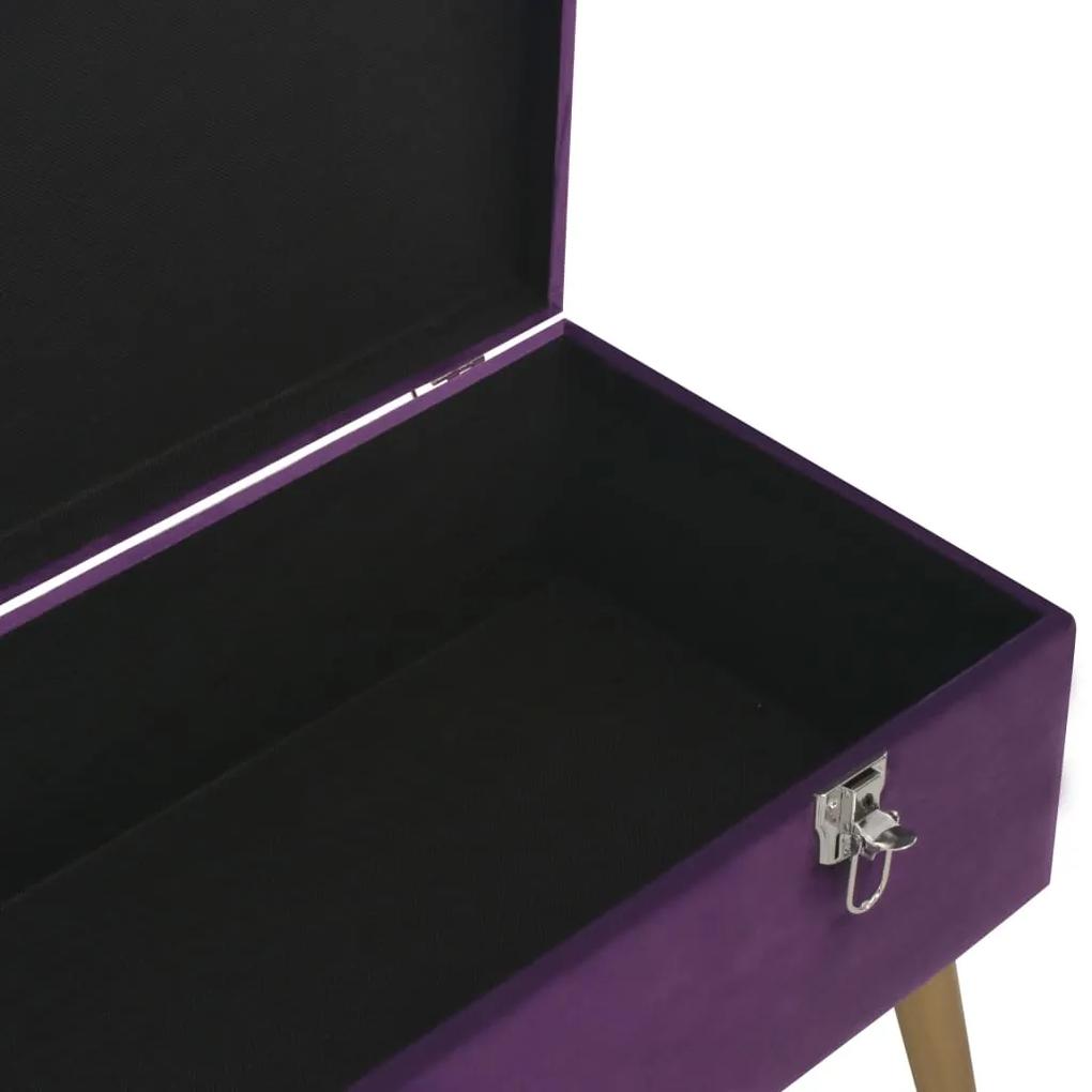 Panca con vano portaoggetti 80 cm viola in velluto