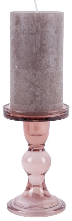 Portacandele in vetro rosa Art - PT LIVING