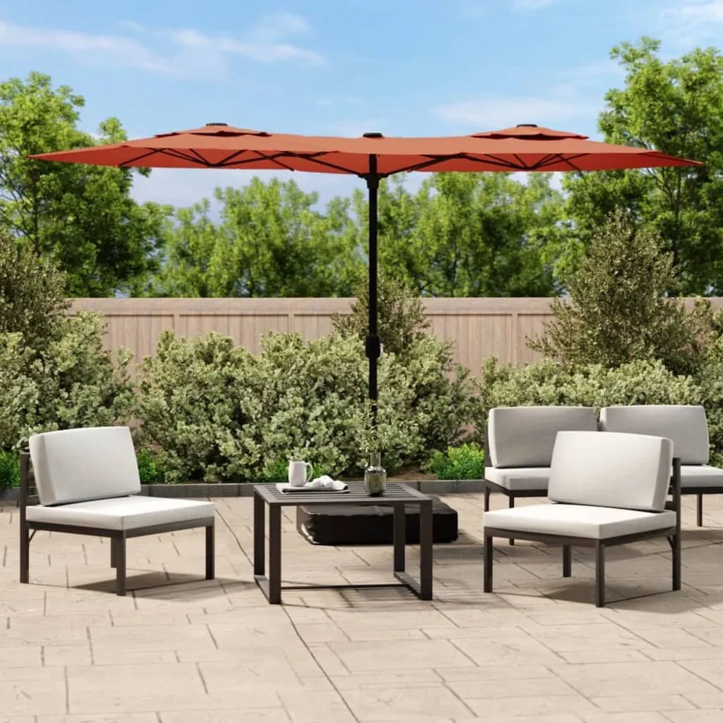 Ombrellone A Doppia Testa Con Led Terracotta 316x240 Cm /