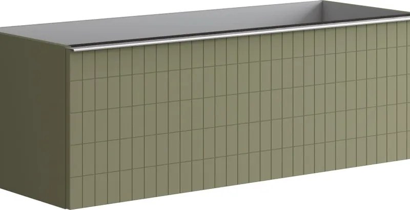 Mobile da bagno sospeso sotto lavabo L 120 x H 40 x P 45.5 cm verde laccato, 2 cassetti Pixel grid