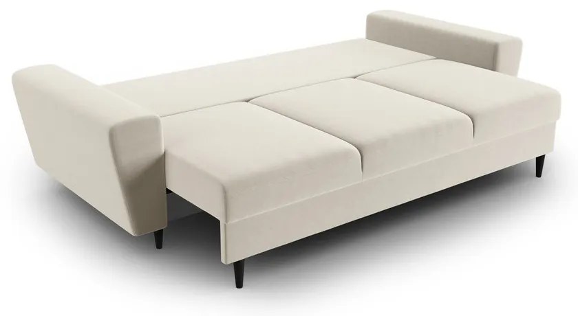 Divano beige allungabile e con contenitore con rivestimento in velluto 235 cm Kyoto – Cosmopolitan Design