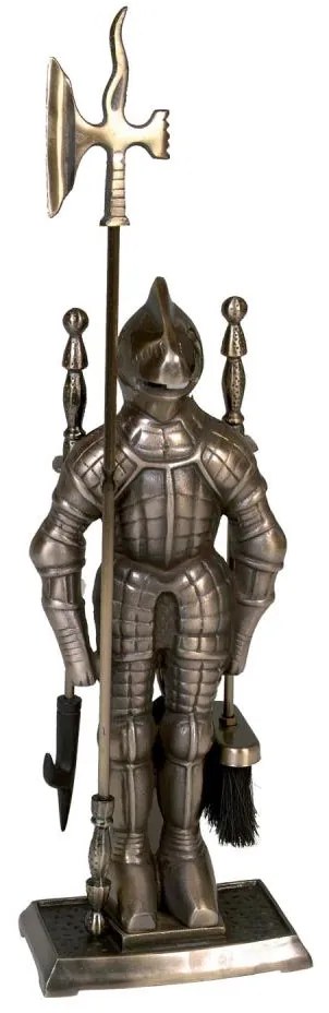 Strumenti in ghisa per caminetto 4 pezzi cavaliere in ottone