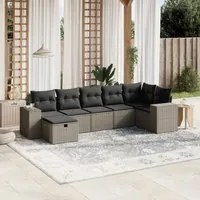 Set Divani da Giardino 7pz con Cuscini Grigio Chiaro Polyrattan 3264438