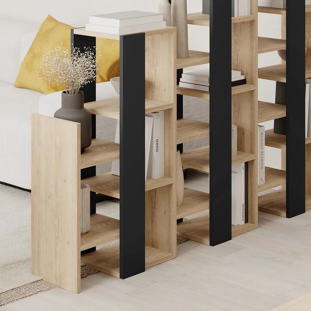 Scaffale in rovere decorato in nero e naturale 158x151 cm Anissa - Marckeric