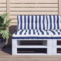 Cuscini per Pallet 2 pz Strisce Blu e Bianche in Tessuto 360726