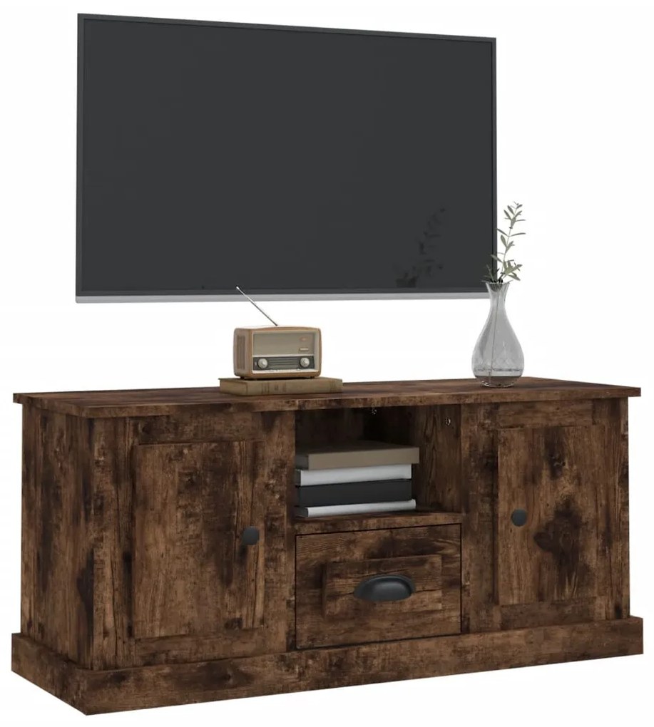 Mobile tv rovere fumo 100x35,5x45 cm in legno multistrato