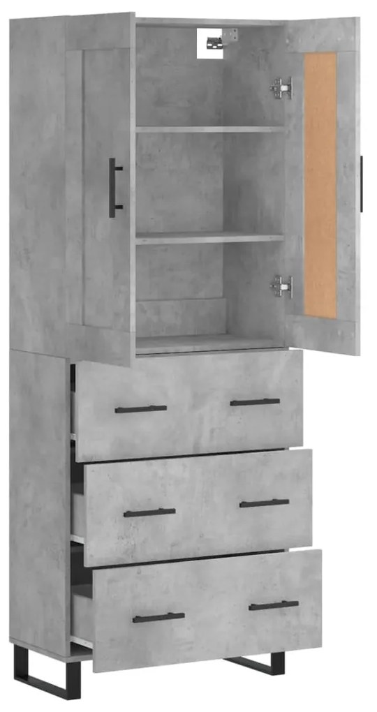 Credenza grigio cemento 69,5x34x180 cm in legno multistrato