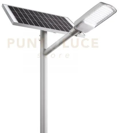 Faro solare stradale led radius silver 48w 2100lm 3000k con pannell...