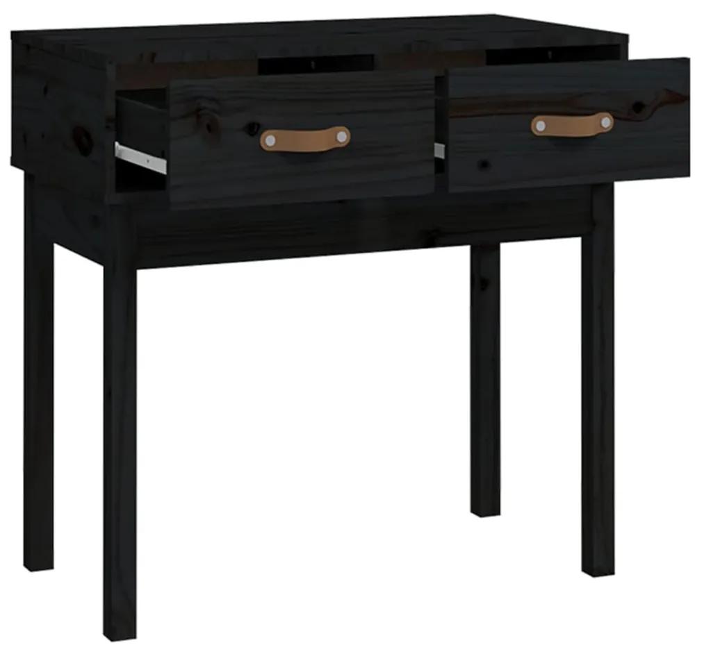 Tavolo consolle nero 76,5x40x75 cm in legno massello di pino