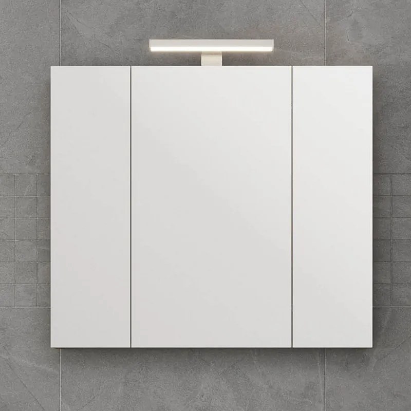 Kamalu - Specchiera bagno 80 cm a tre ante in rovere naturale | LAC-EFESTO-80