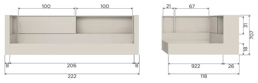 Letto singolo grigio/beige in pino massiccio rete non inclusa 90x200 cm Carter – WOOOD