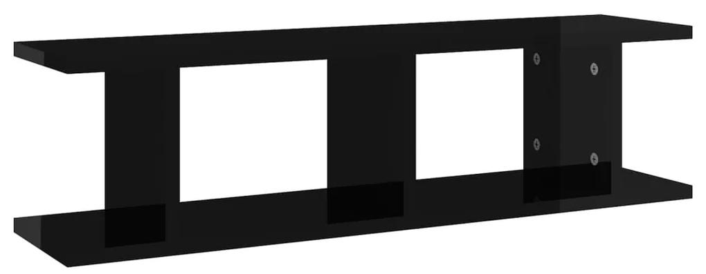 Mensole a parete 2 pz nero lucido 75x18x20 cm in multistrato