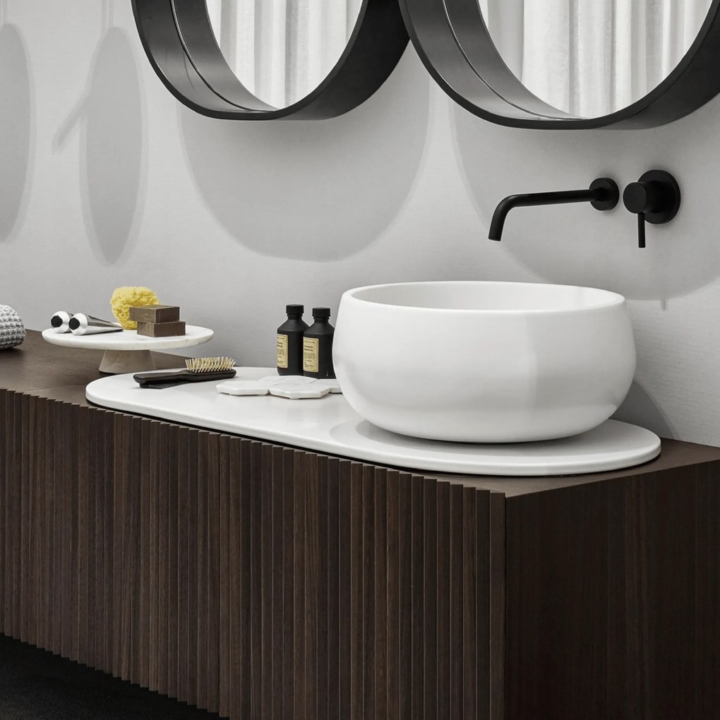 Lavabo D'Appoggio 43 Cm Ceramica Cielo "Tino" Bianco Lucido