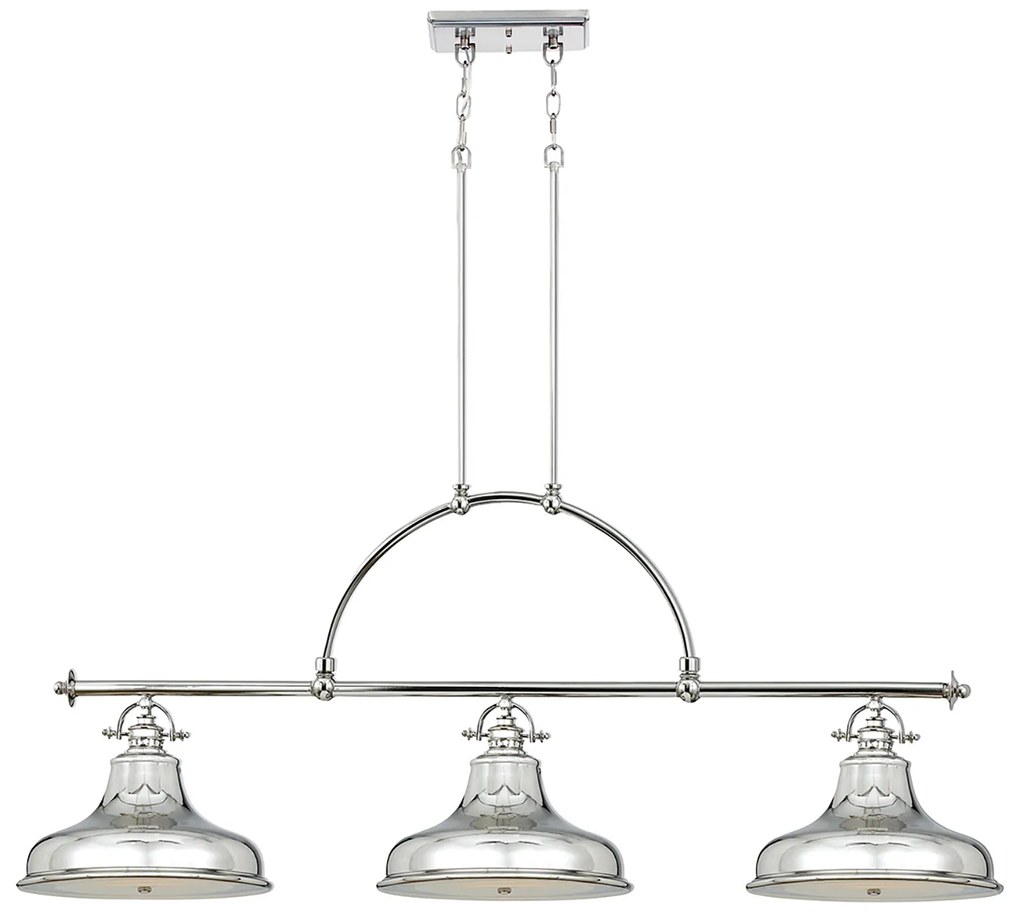 Lampadario Industrial Nordico Emery Metallo Argento Imperiale 3 Luci E27