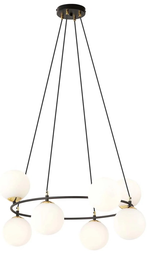 Lampadario Minimal Tiamat Acciaio Nero Oro 7 Luci E14 Ip20