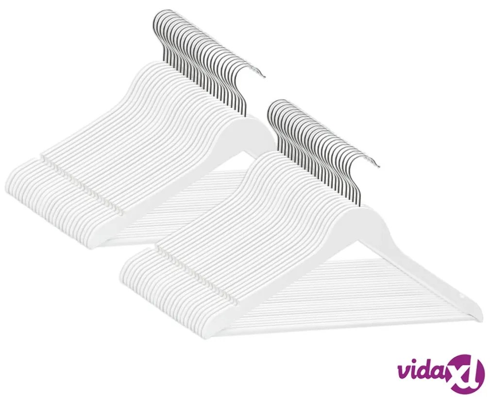 vidaXL Set Appendiabiti 50 pz Antiscivolo Bianchi in Legno Massello