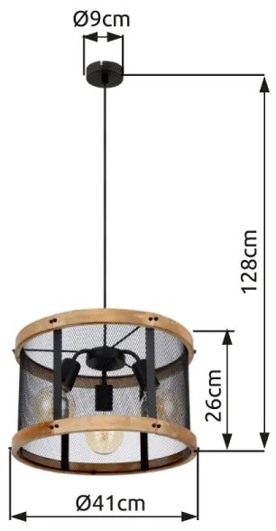 Globo 15661H1 - Lampadario a sospensione con filo JEANIE 3xE27/40W/230V diametro 40 cm