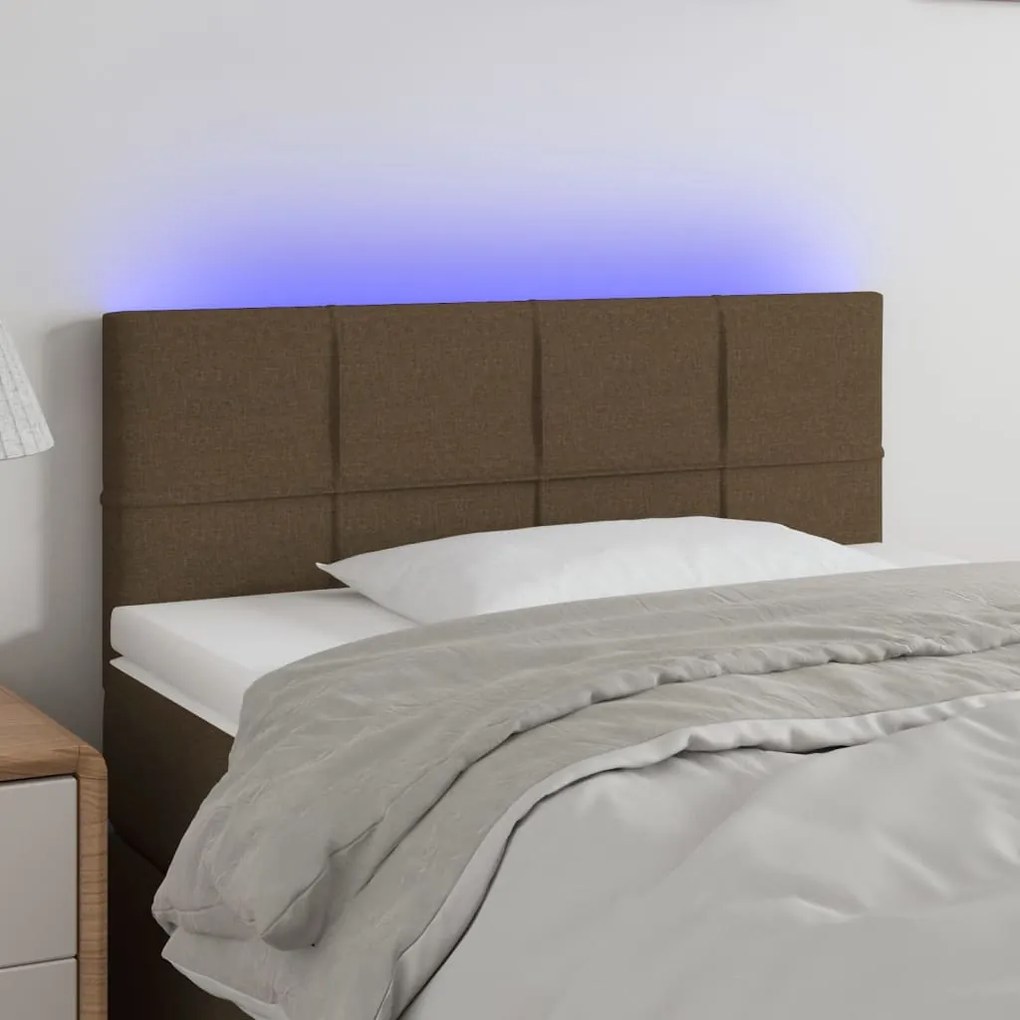 Testiera A Led Marrone Scuro 80x5x78/88 Cm İn Tessuto /