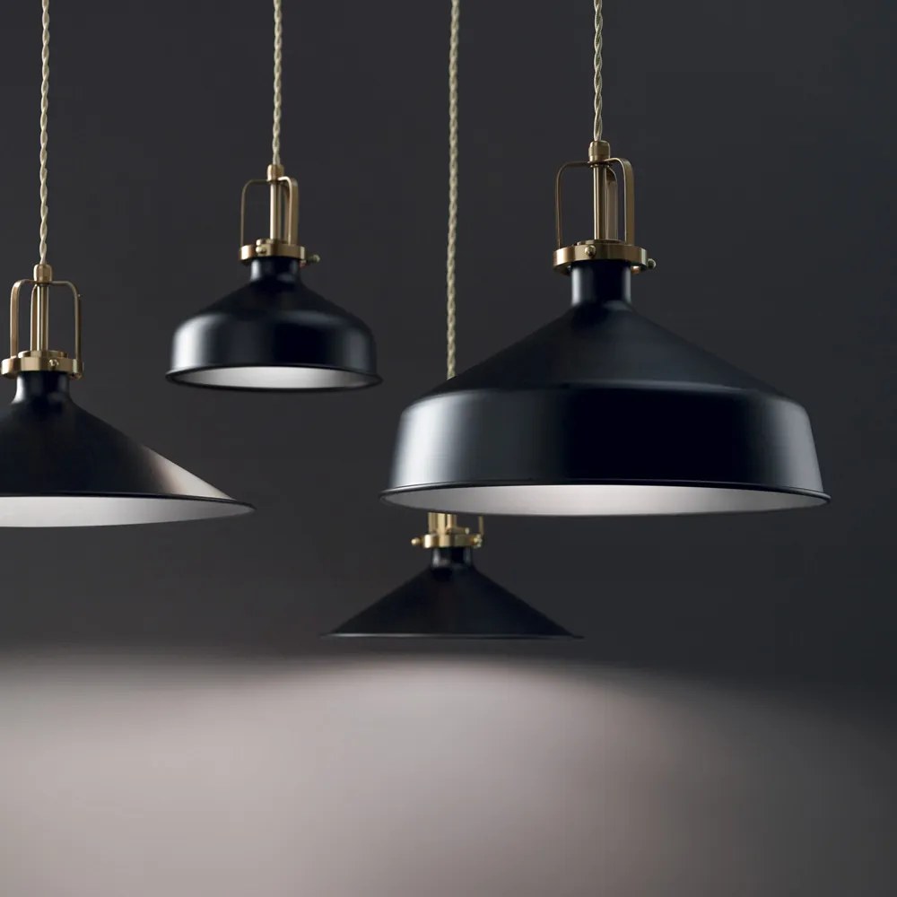 Sospensione Industrial-Minimal Eris-1 Metallo Nero 1 Luce E27