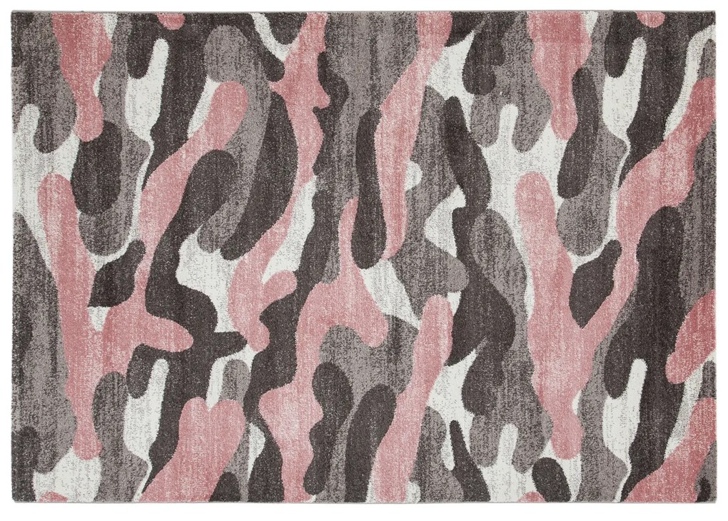 Tappeto 120x170 cm Camouflage grigio e rosa