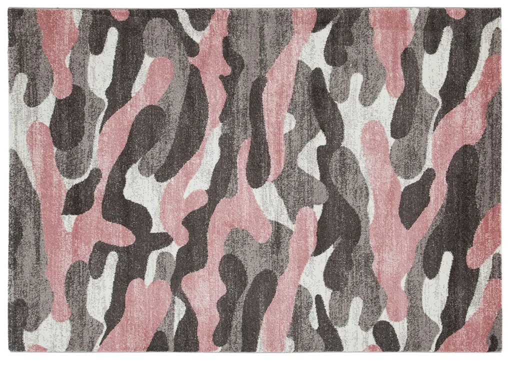 Tappeto 120x170 cm Camouflage grigio e rosa
