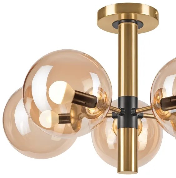 Lampadario a sospensione con supporto rigido ROLLO 5xE14/5W/230V oro/fumé beige