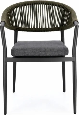 Sedia Da Esterno Impilabile Con Braccioli In Alluminio E Corda Millor Antracite E Verde Bizzotto