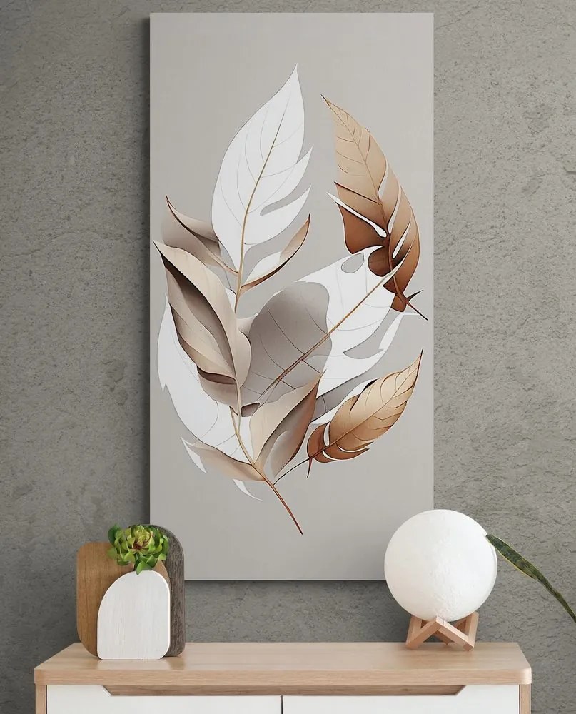 Quadro su tela – Foglie di rame con un tocco di minimalismo