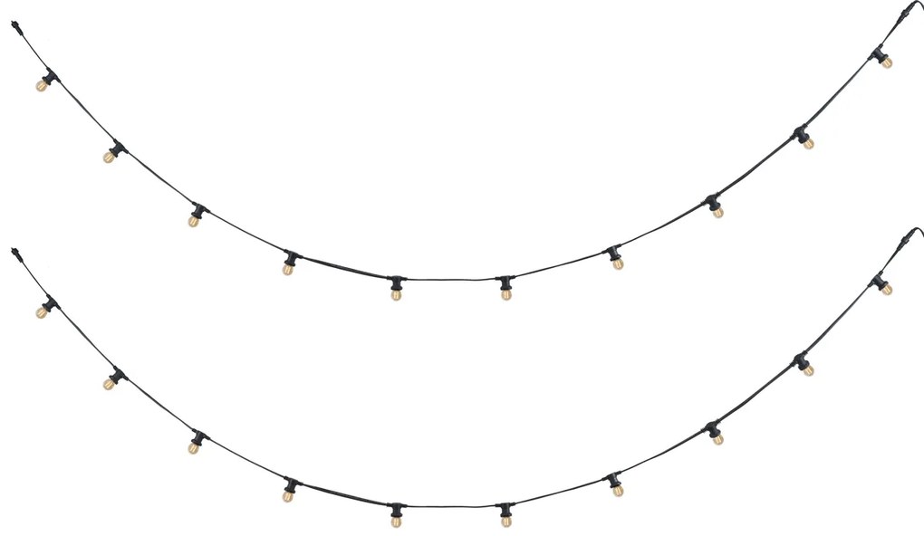 Catena luminosa collegabile nera con spina 10m, incl. 20 luci E27 P45, IP64 - Lubber