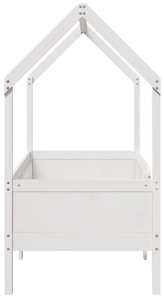 Giroletto casetta bambini bianco 70x140 cm legno massello pino