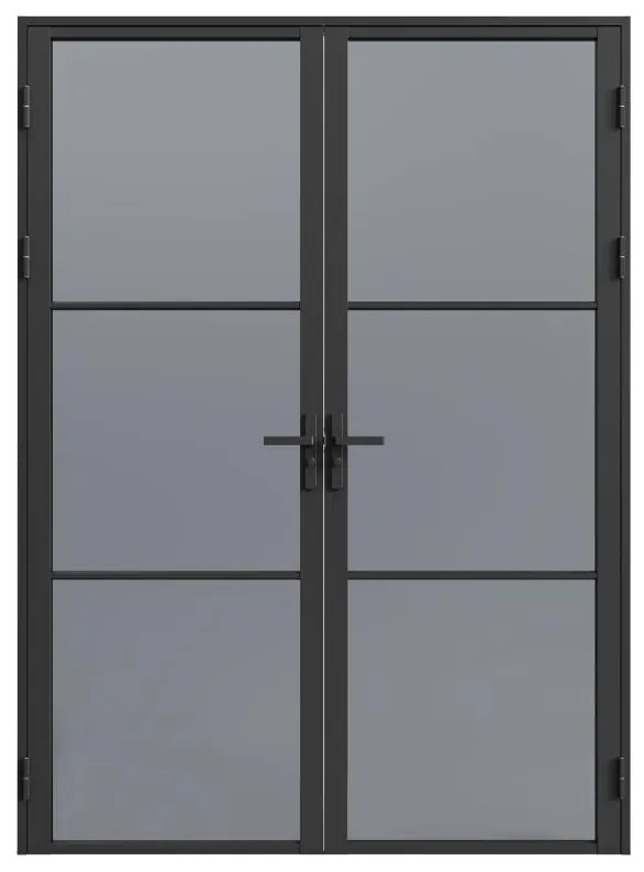 Blocco porta reversibile a due battenti 2 x H204 x L73 cm in Alluminio e Vetro fumé Nero - MASERU