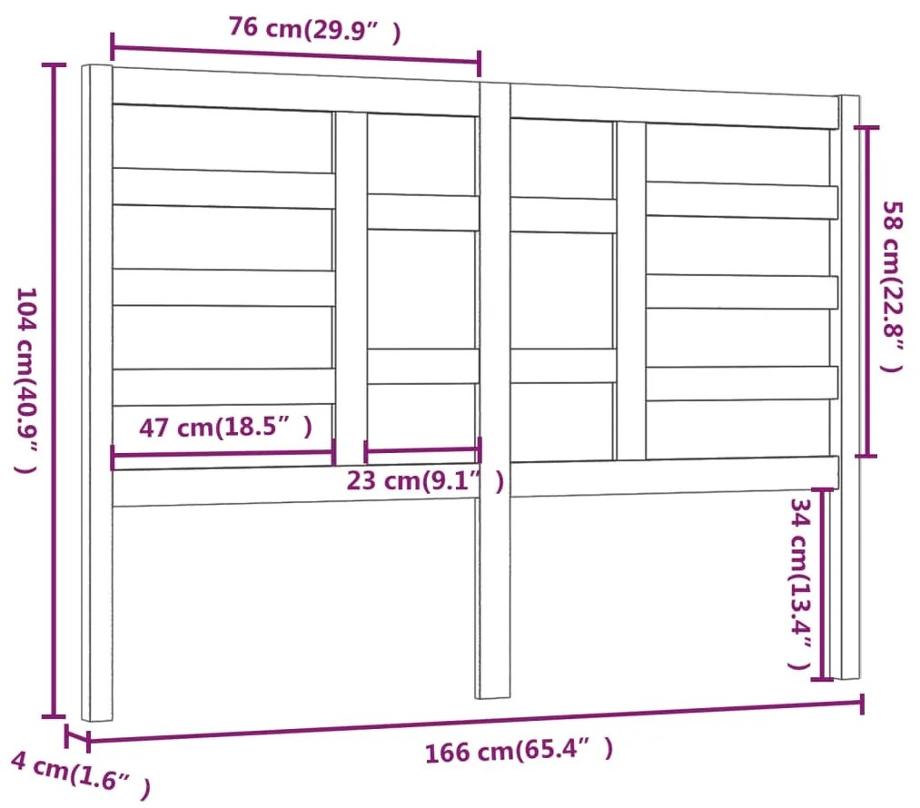 Testiera per Letto Nera 166x4x104 cm in Legno Massello di Pino