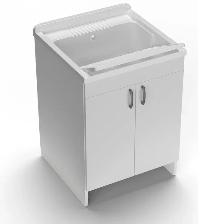 Mobile lavatoio 60x60 cm bianco in kit di montaggio con vasca e asse Ikaro