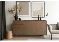 Credenza Davallon, Madia da salotto, Buffet da soggiorno a 3 ante e 1 cassetto, 100% Made in Italy, 170x42h78 cm, Marrone e Noce